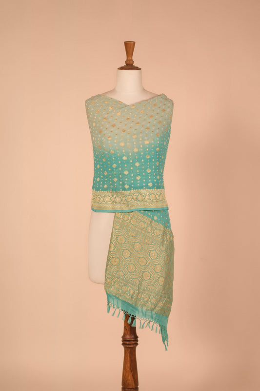 Handwoven Blue Bandhani Dupatta