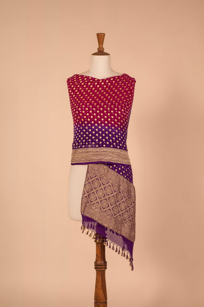 Handwoven Maroon and Purple Bandhani Dupatta