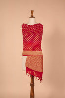 Handwoven Red & Pink Bandhani Dupatta