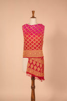 Handwoven Red and Pink Bandhani Dupatta