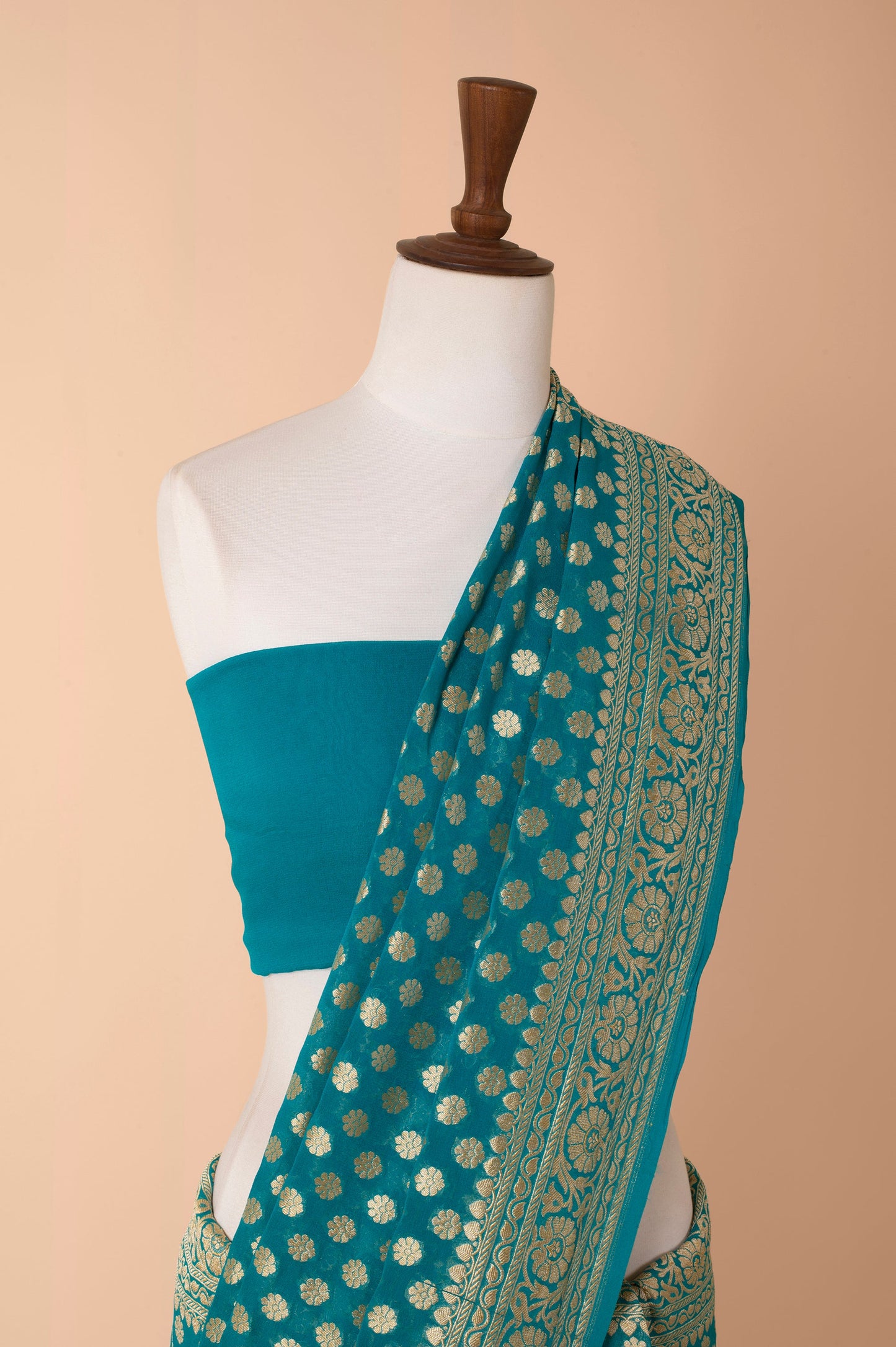 Handwoven Blue Georgette Sari