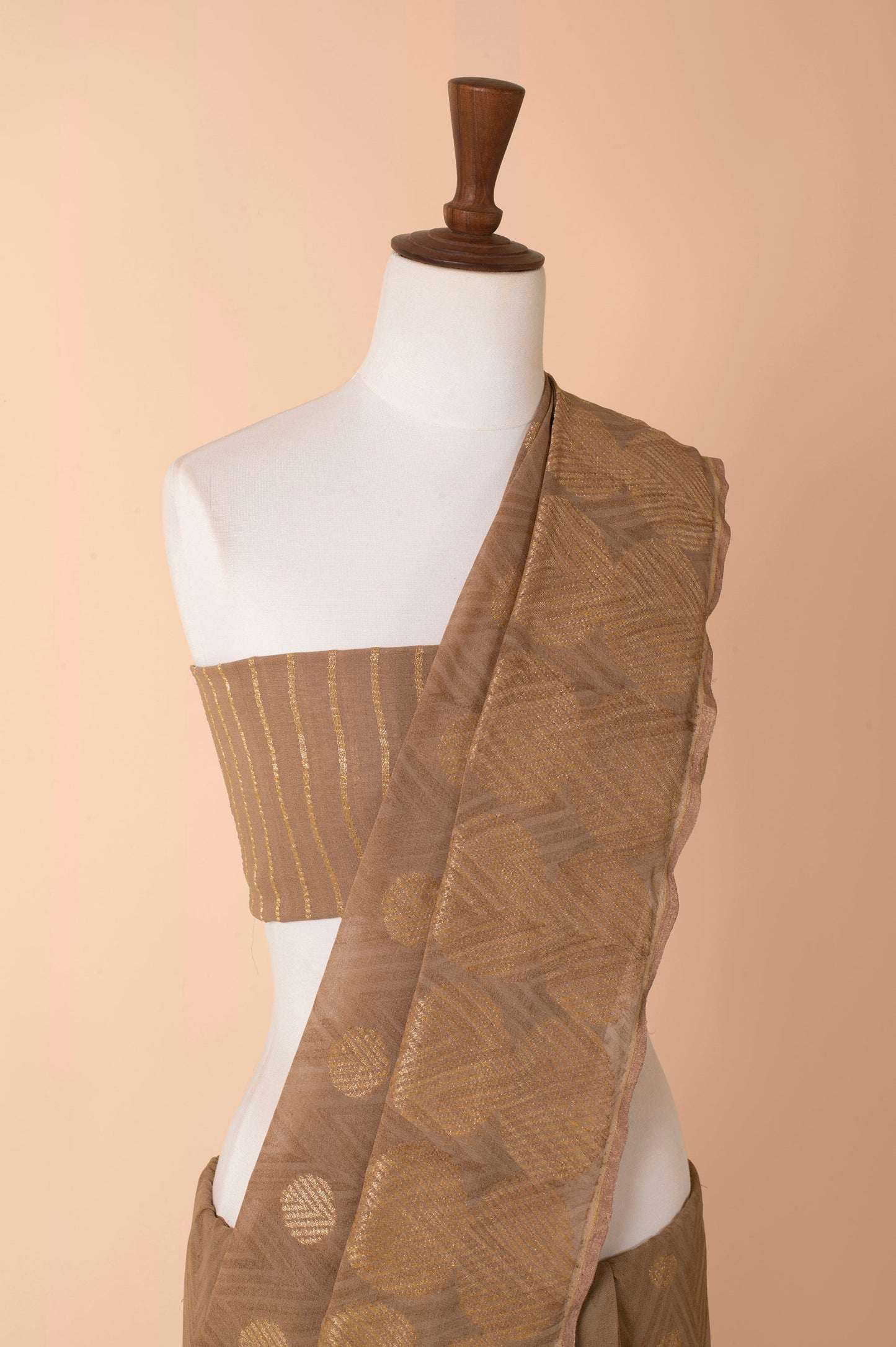 Handwoven Beige Georgette Sari