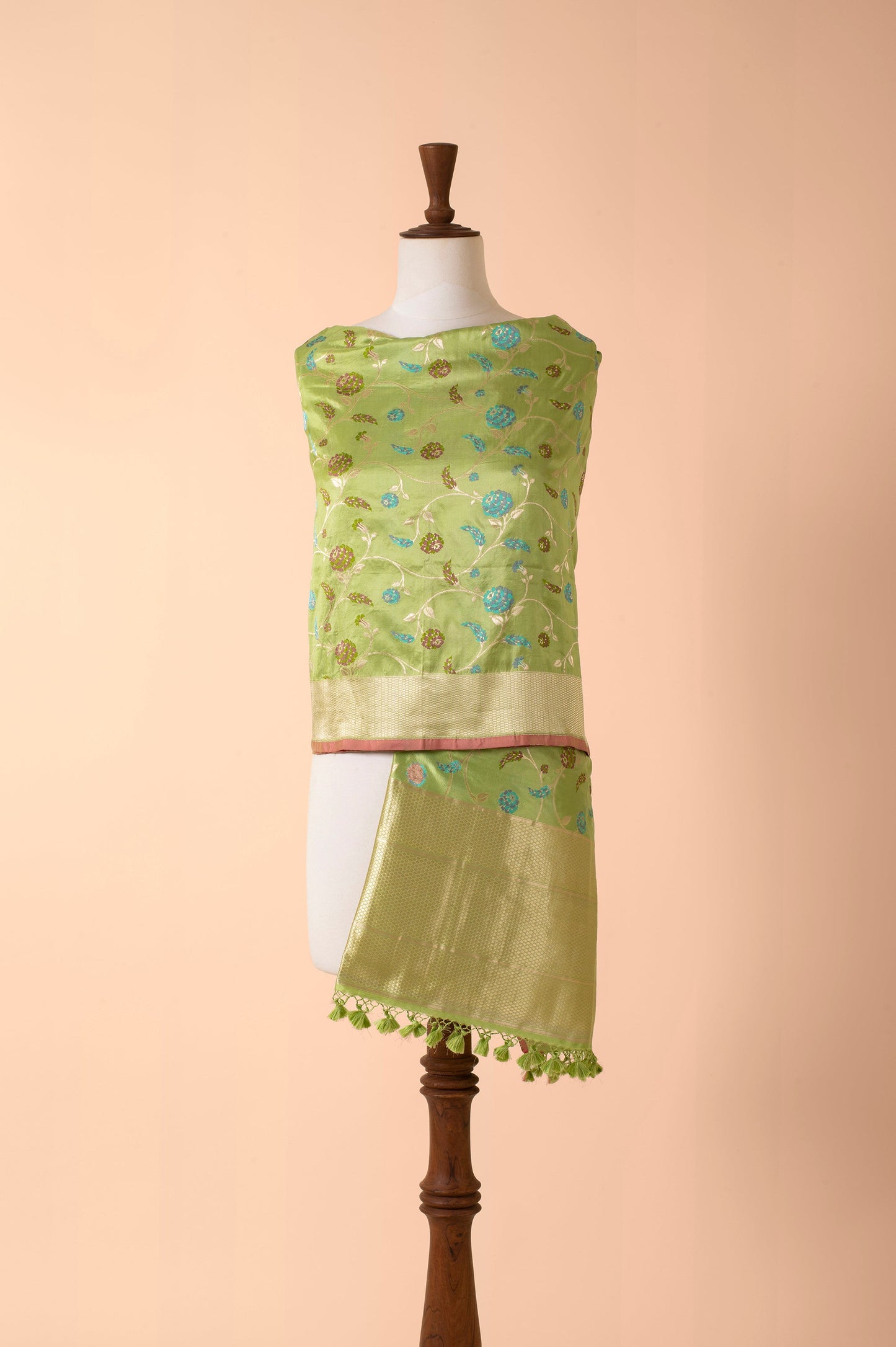 Handwoven Green Silk Dupatta