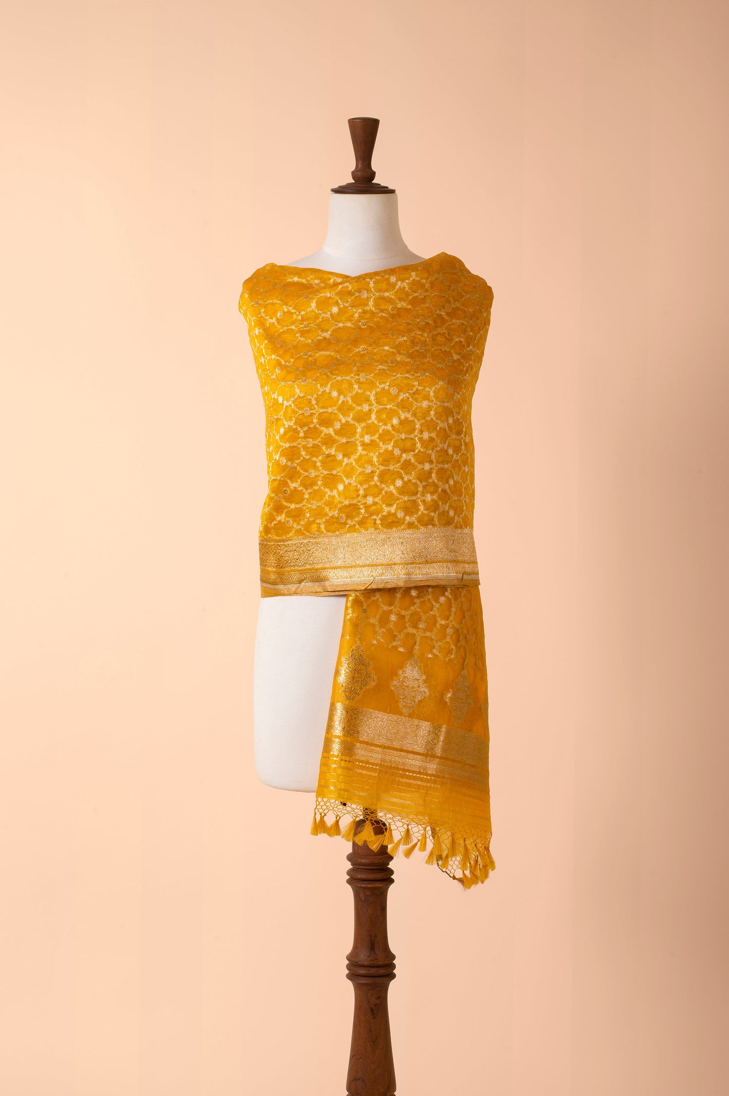 Handwoven Mustard Organza Dupatta