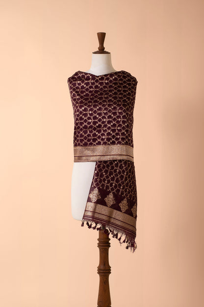 Handwoven Garnet Organza Dupatta