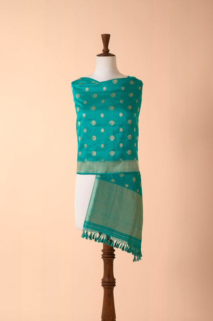 Handwoven Turquoise Silk Dupatta