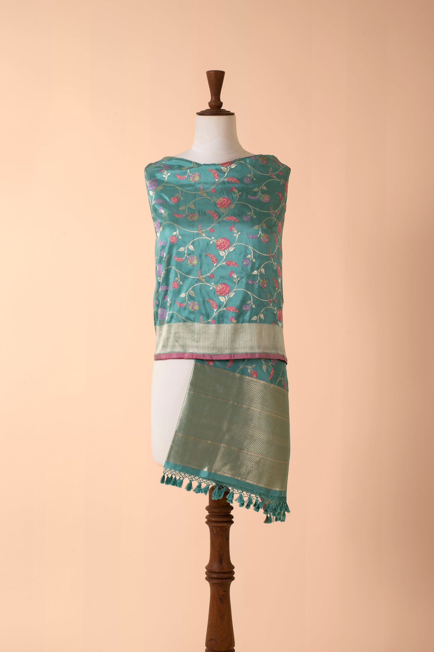 Handwoven Blue Silk Dupatta