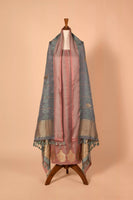 Handwoven Mauve Satin Silk Suit Piece