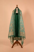Handwoven Green Satin Silk Suit Piece