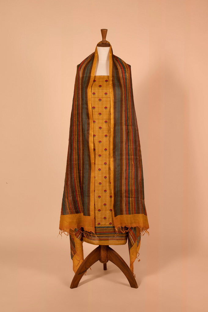 Handwoven Mustard Tussar Suit Piece