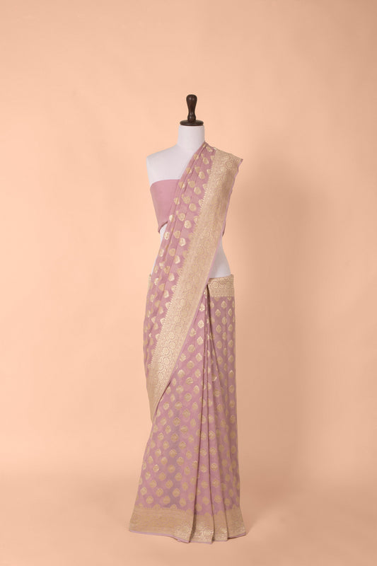 Handwoven Mauve Georgette Saree