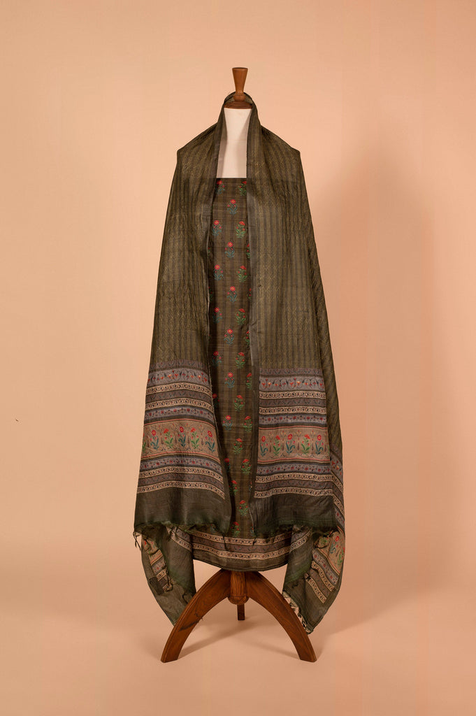 Handwoven Green Tussar Suit Piece