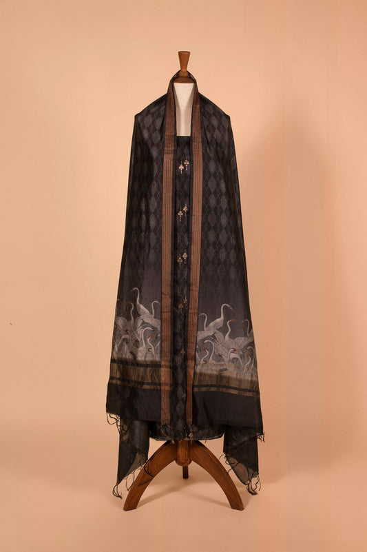 Handwoven Black Tussar Suit Piece