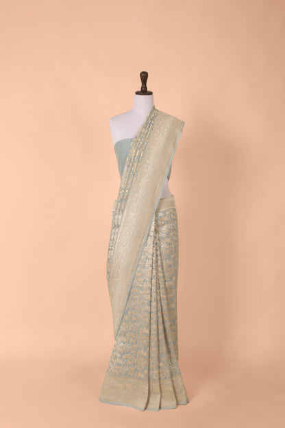 Handwoven Blue Georgette Saree