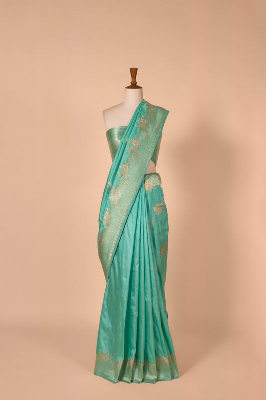 Handwoven Blue Silk Sari