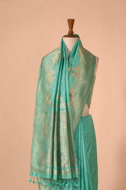 Handwoven Blue Silk Sari