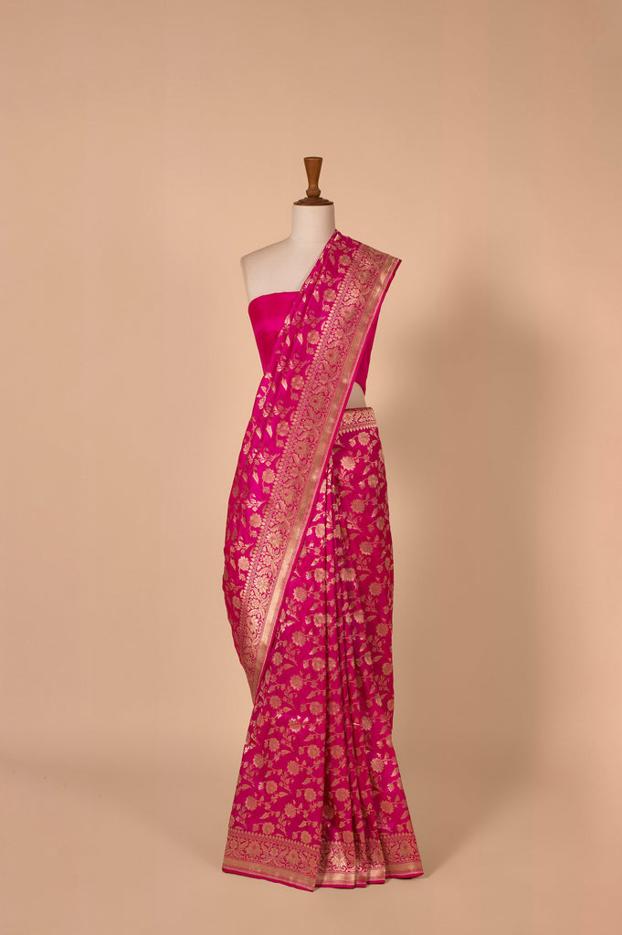 Handwoven Pink Silk Sari