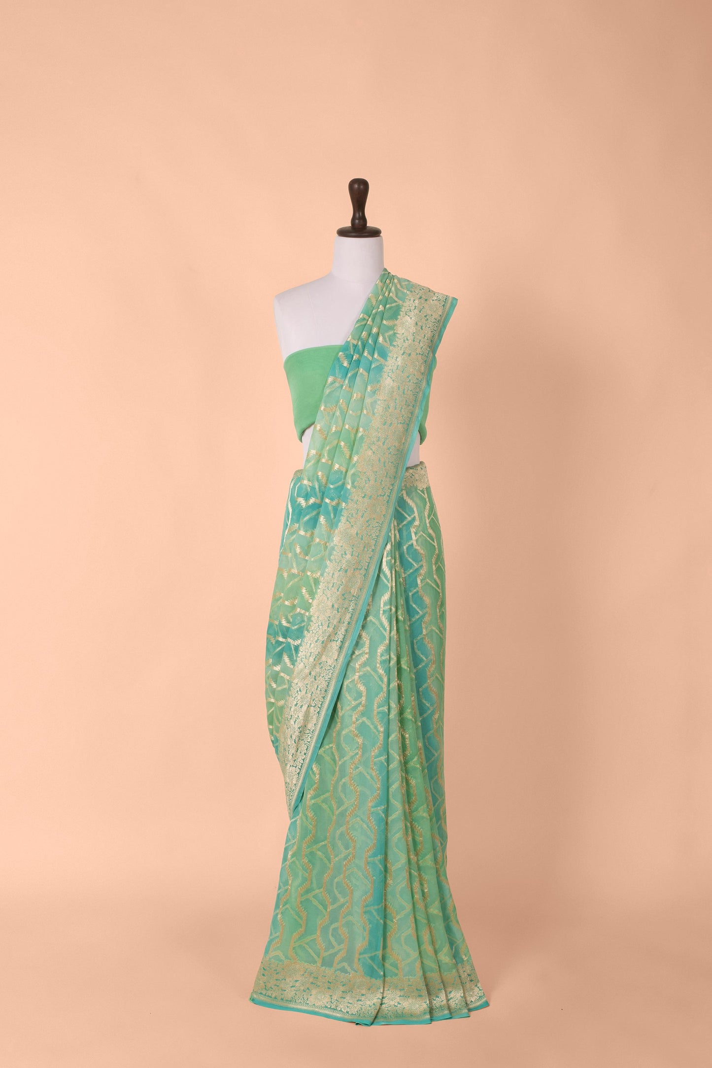 Handwoven Blue Georgette Saree