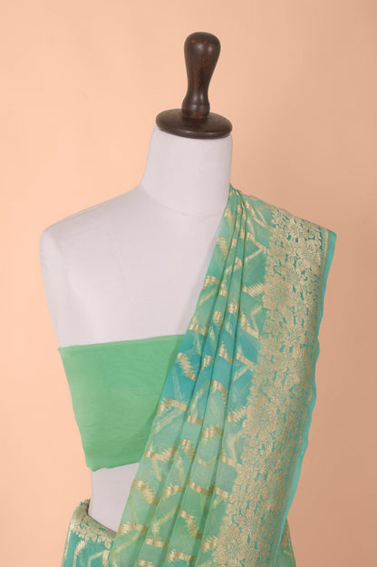 Handwoven Blue Georgette Saree