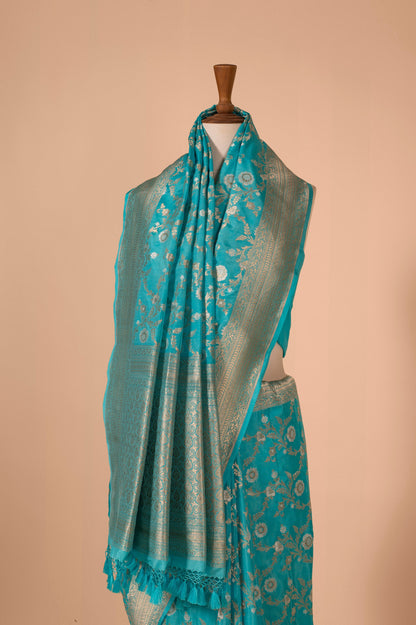 Handwoven Blue Silk Saree