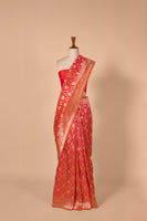 Handwoven Orange Silk Sari