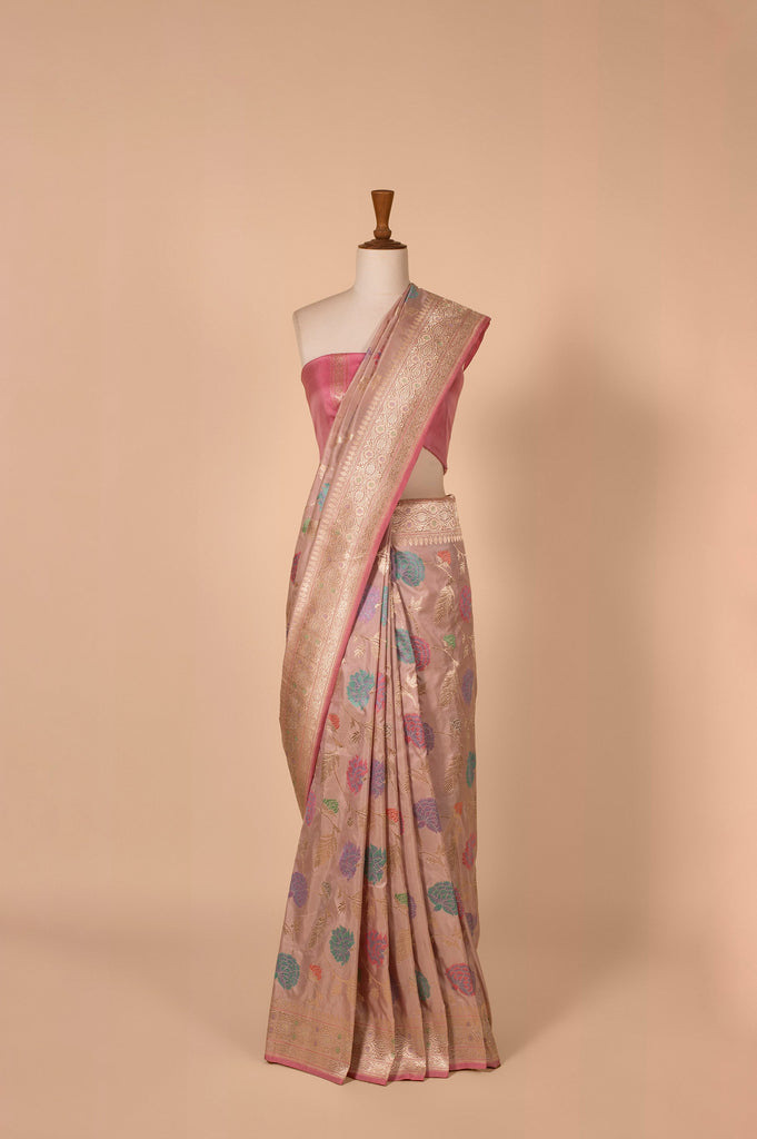 Handwoven Mauve Silk Sari