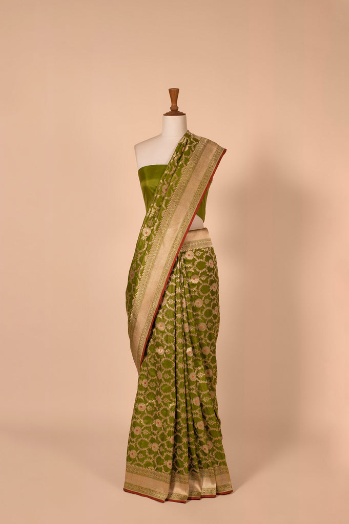 Handwoven Green Silk Sari