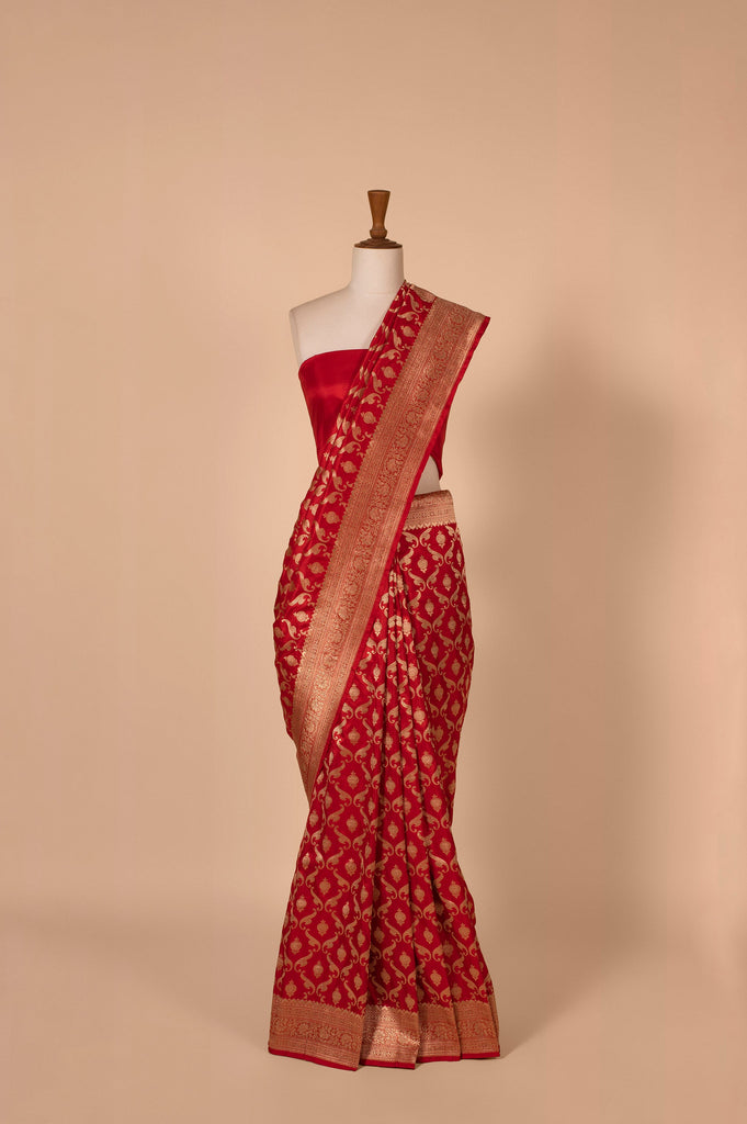 Handwoven Red Silk Sari