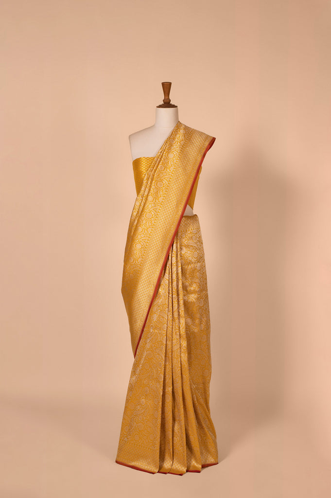 Handwoven Yellow Silk Sari