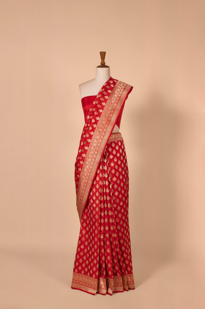 Handwoven Red Silk Sari