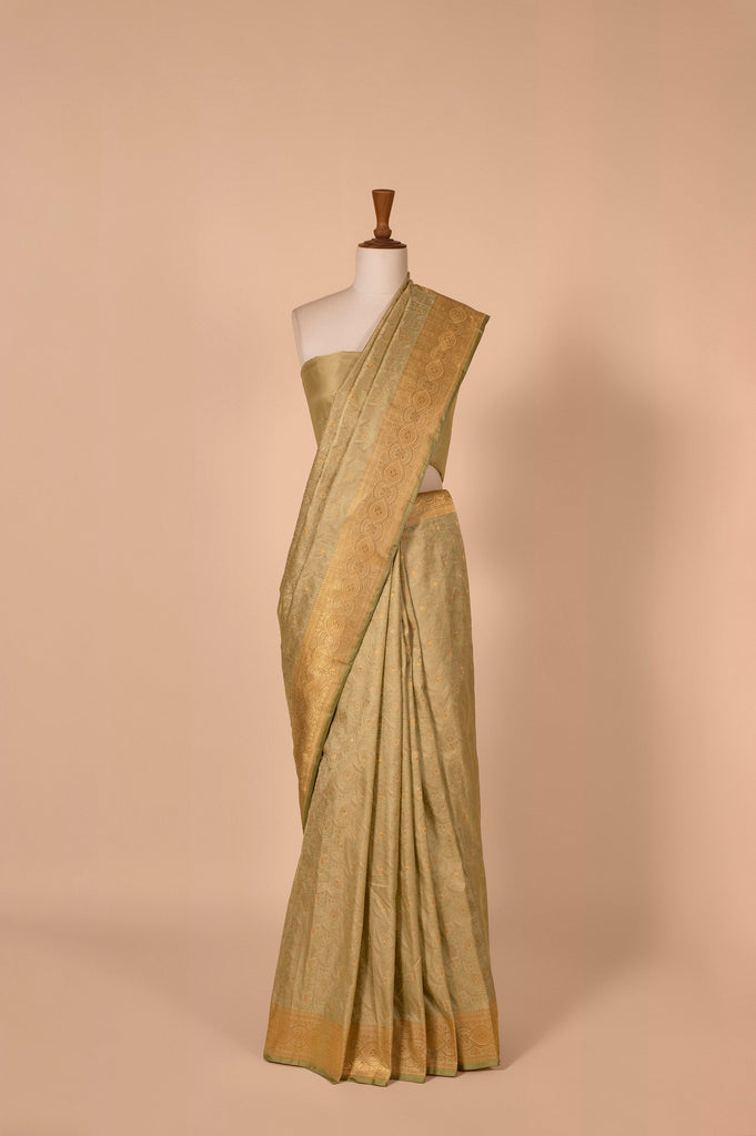 Handwoven Green Satin Silk Saree