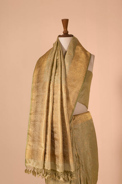 Handwoven Green Satin Silk Saree