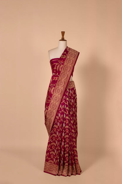 Handwoven Garnet Silk Sari