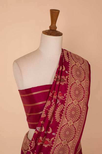 Handwoven Garnet Silk Sari