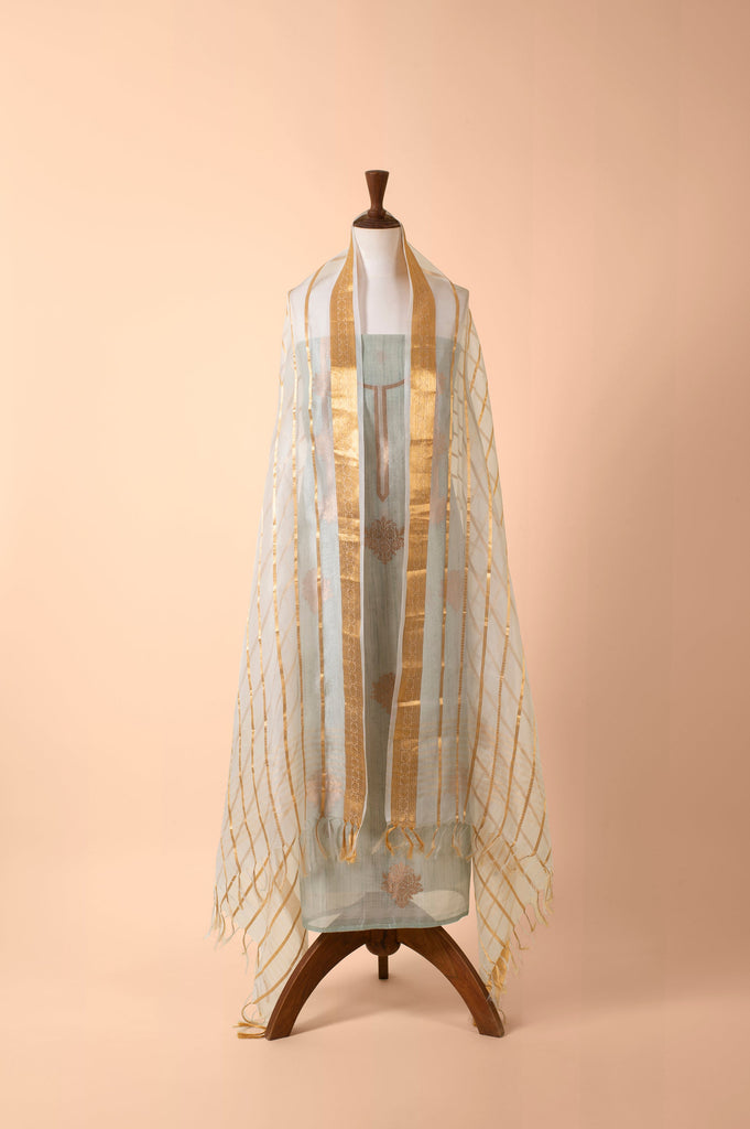 Handwoven Green Chanderi Suit Piece