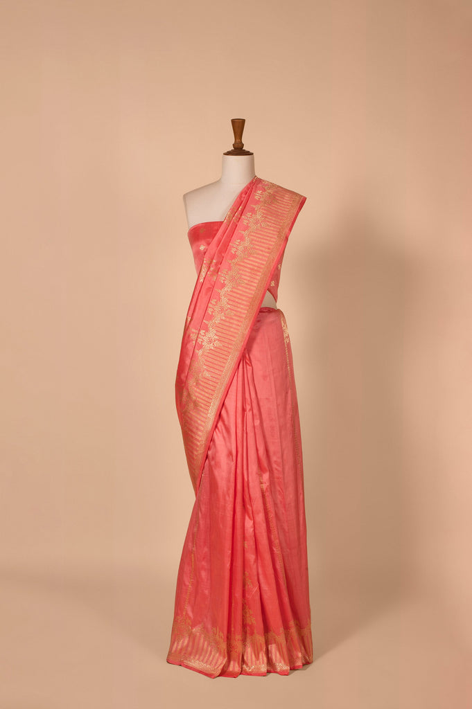 Handwoven Pink Silk Sari