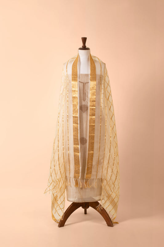 Handwoven Ivory Chanderi Suit Piece