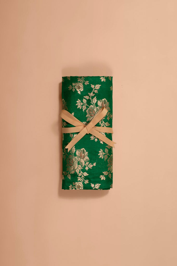 Handwoven Green Silk Blouse Fabric