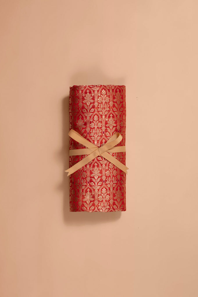 Handwoven Red Silk Blouse Fabric