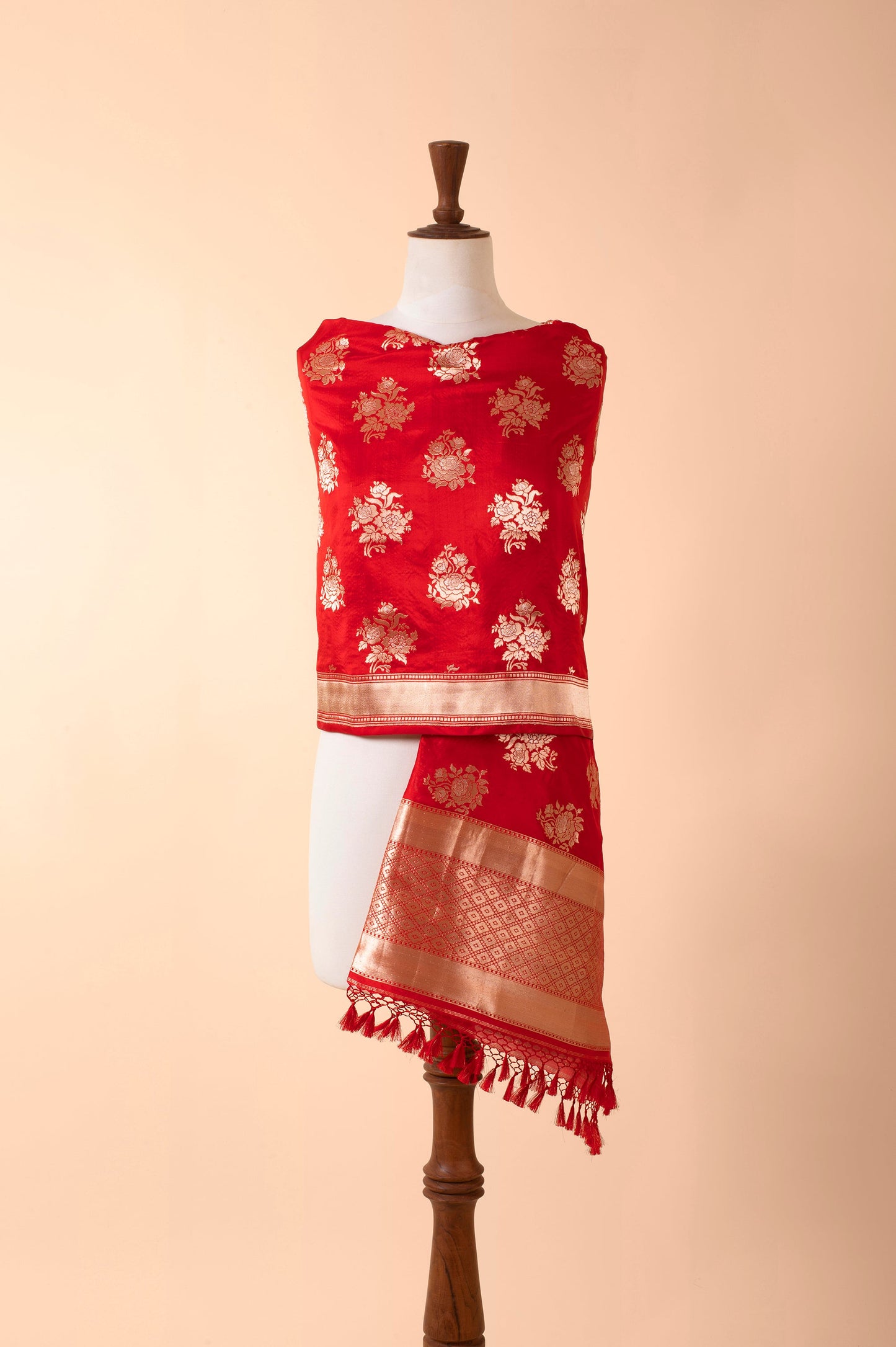 Handwoven Red Silk Dupatta