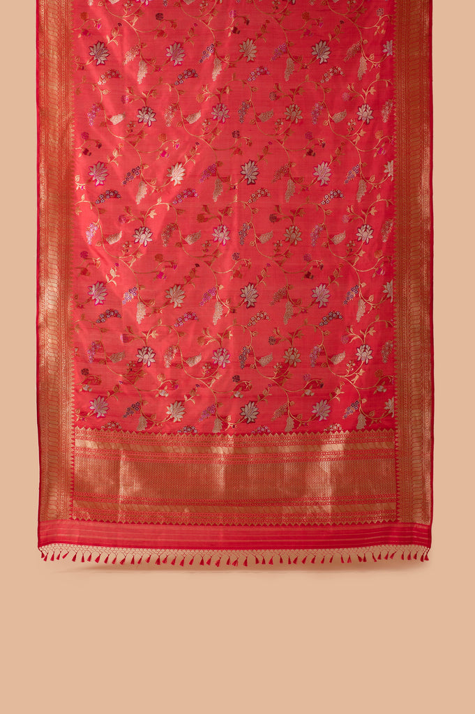 Handwoven Red Silk Dupatta