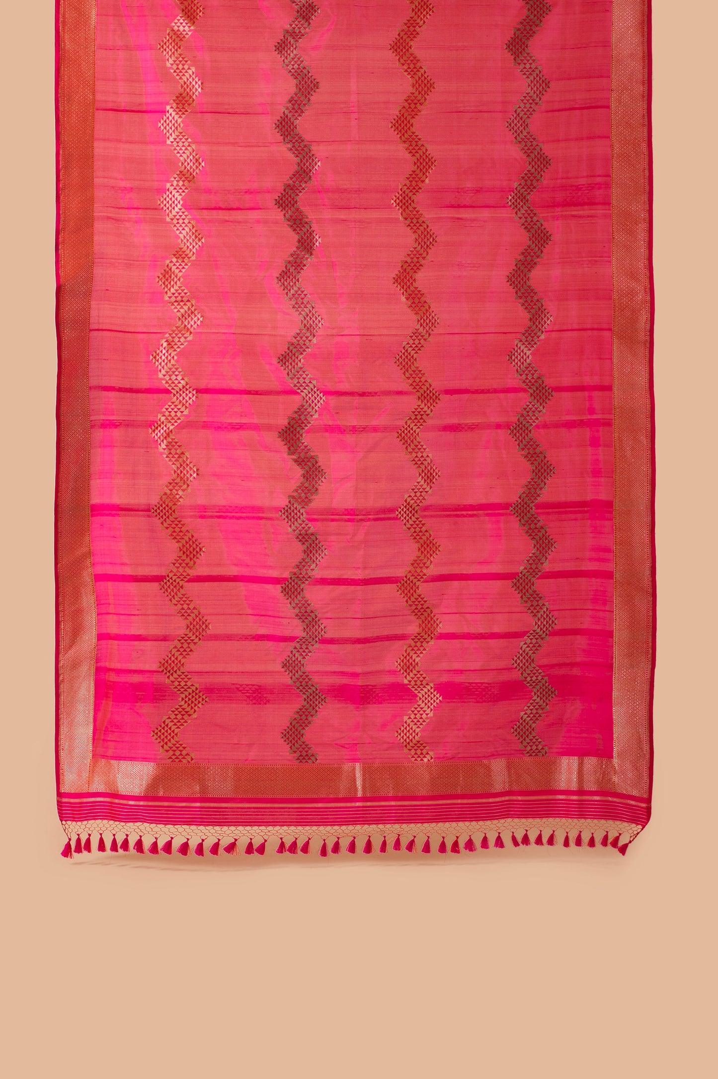 Handwoven Pink Silk Dupatta