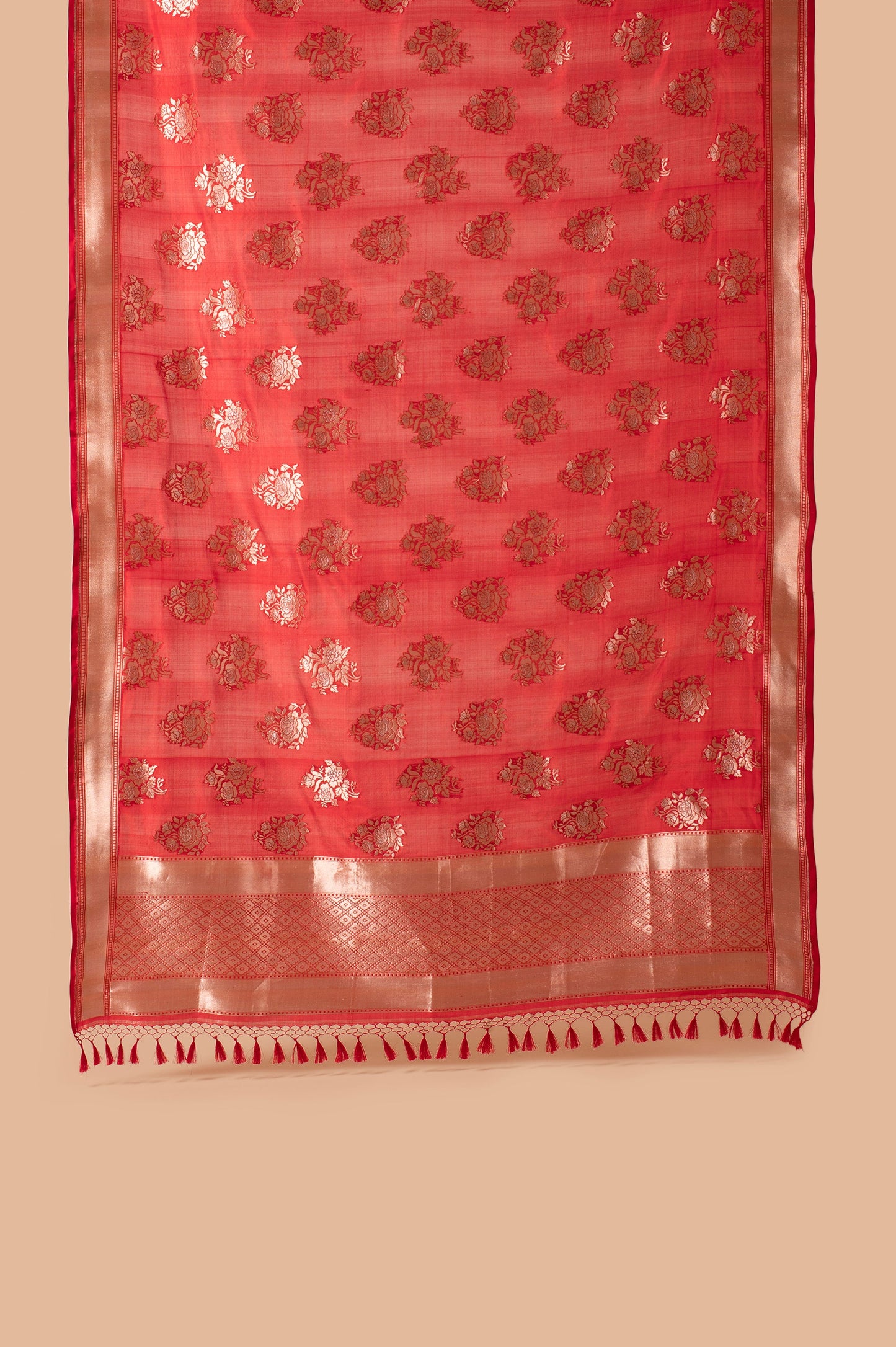 Handwoven Red Silk Dupatta