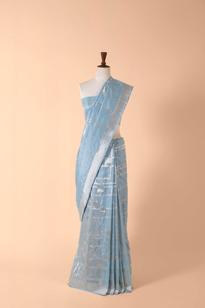 Handwoven Blue Silk Sari