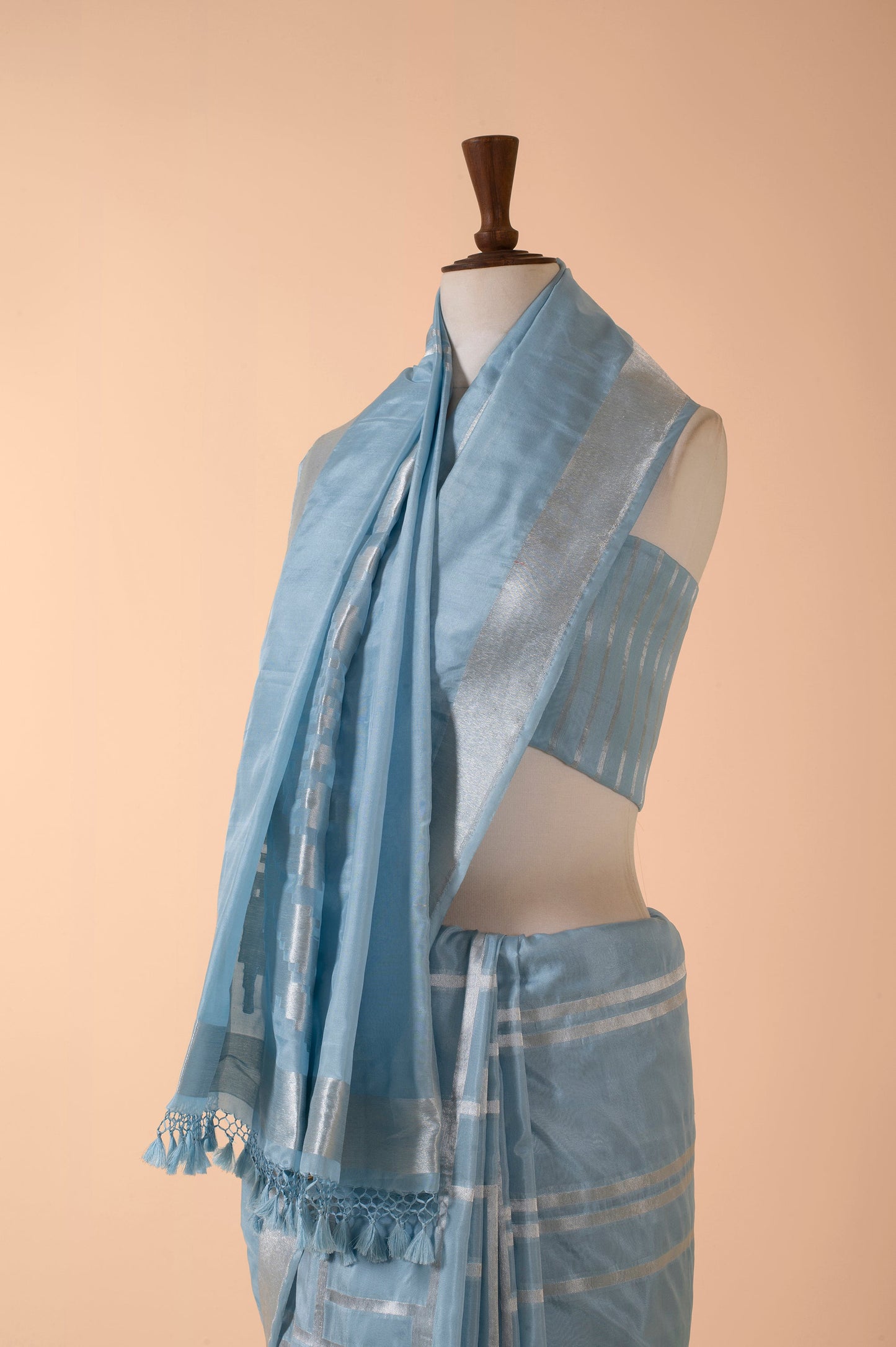 Handwoven Blue Silk Sari