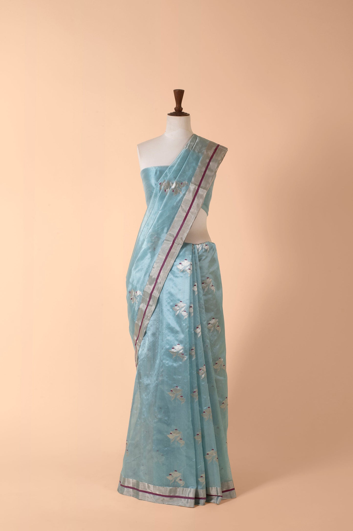 Handwoven Blue Silk Sari