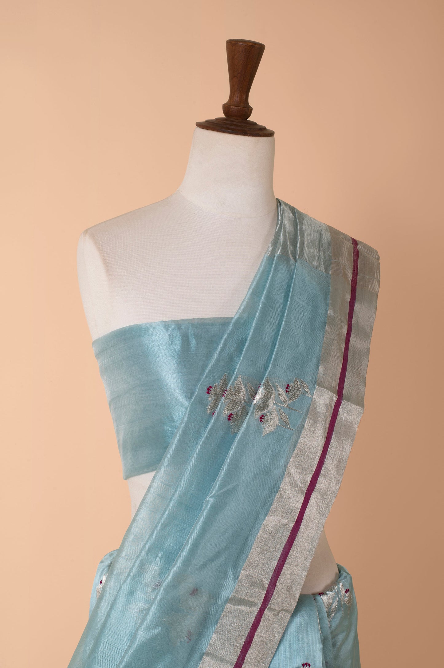 Handwoven Blue Silk Sari