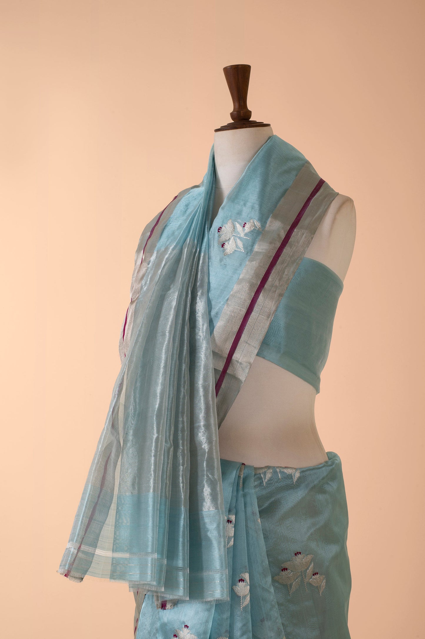 Handwoven Blue Silk Sari