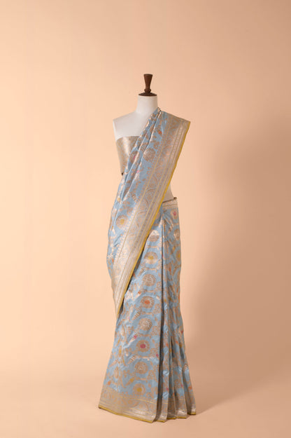 Handwoven Blue Silk Sari