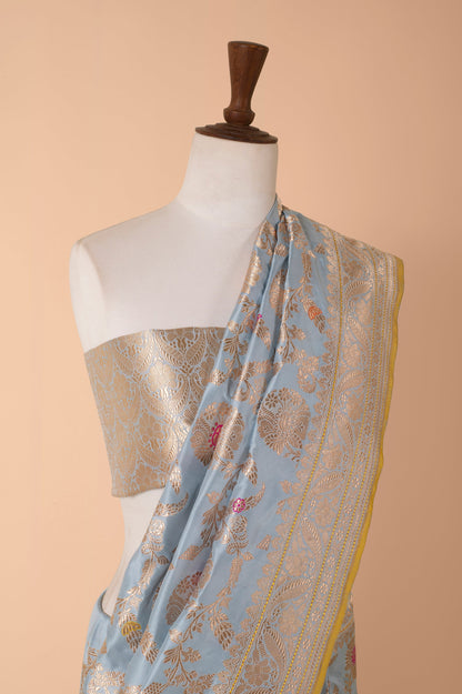 Handwoven Blue Silk Sari